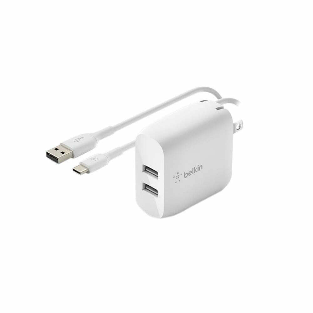 Belkin 24W Dual Port USB Wall Charger Block- USB C Cable Included
