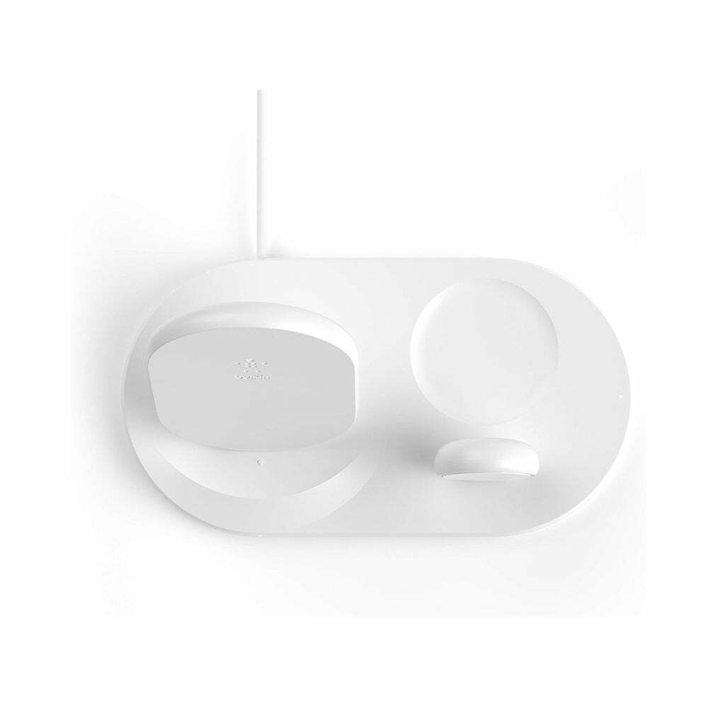 Belkin 3-in-1 Fast wireless Charging Station Stand for iphone, Apple Watch & AirPods - White