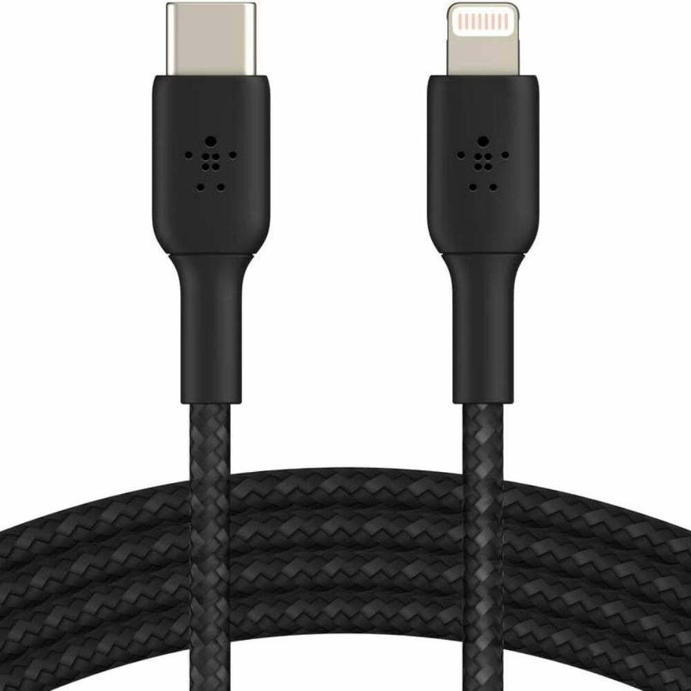 Belkin BoostCharge Nylon Braided USB C to Lightning Cable 3.3ft/1M - MFi Certified 18W Power Delivery iPhone Charger Cord - Apple Charger USB C Cable - Fast Charging for iPhone 14, iPhone 13 - Black