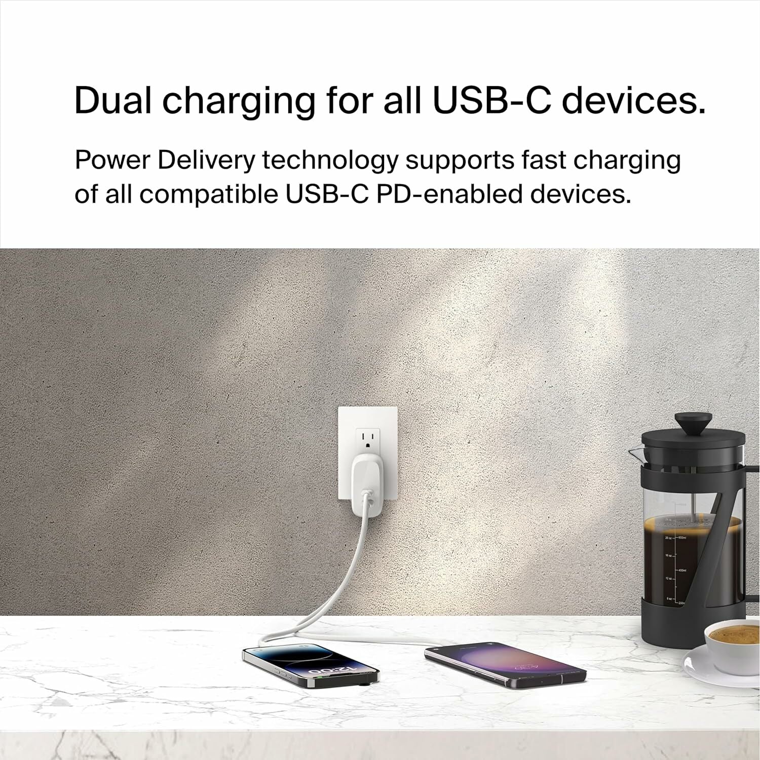 Belkin BoostCharge Pro USB-C® Wall Charger with PPS 60W Dual Fast Charging for iPhone, iPad, Galaxy & More