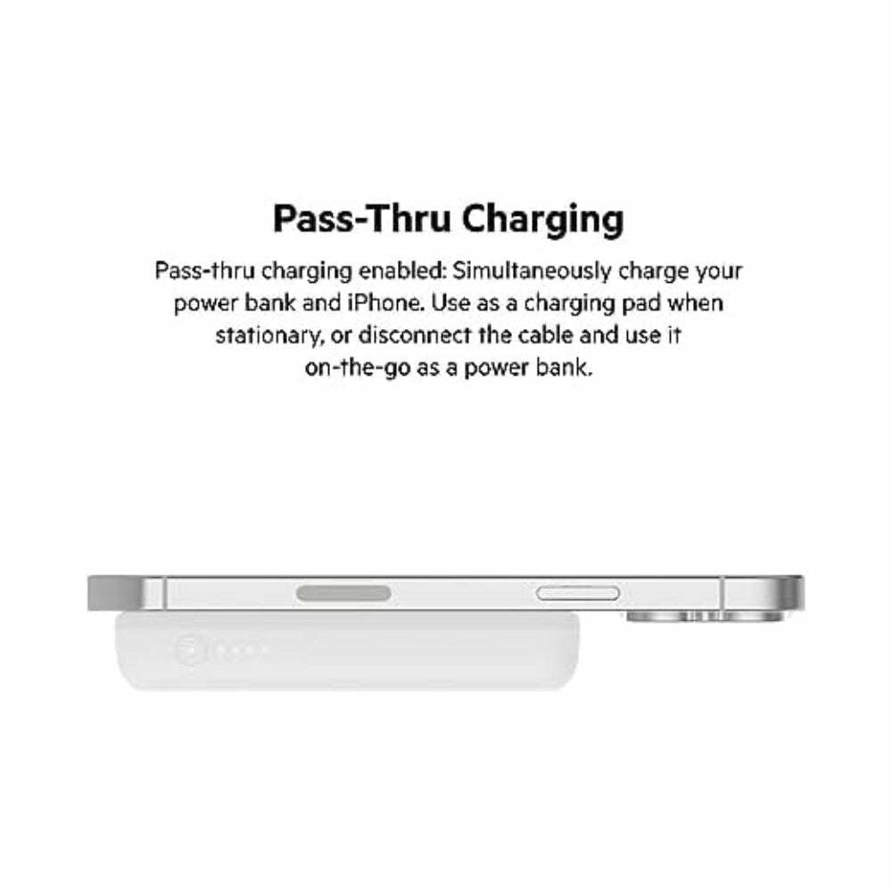 Belkin BoostCharge Wireless Power Bank 5K w/MagSafe Compatible 7.5W Charging, Built-in Pop-up Kickstand White