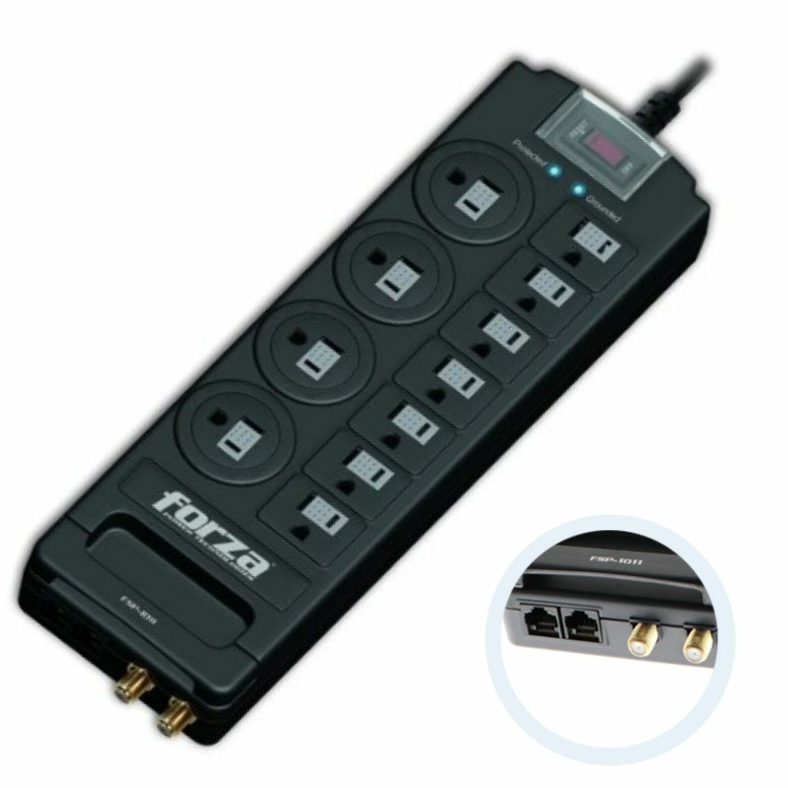 Forza Power Technologies - Surge Protector 1800J/1750W, 11 Outlets 120V/220V