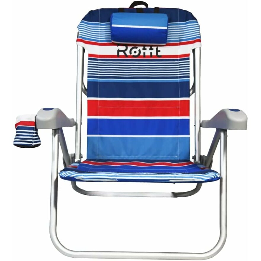 ROFFT - Beach Chair Folding Reclining Backpack, 6 Positions Lay Flat Medium