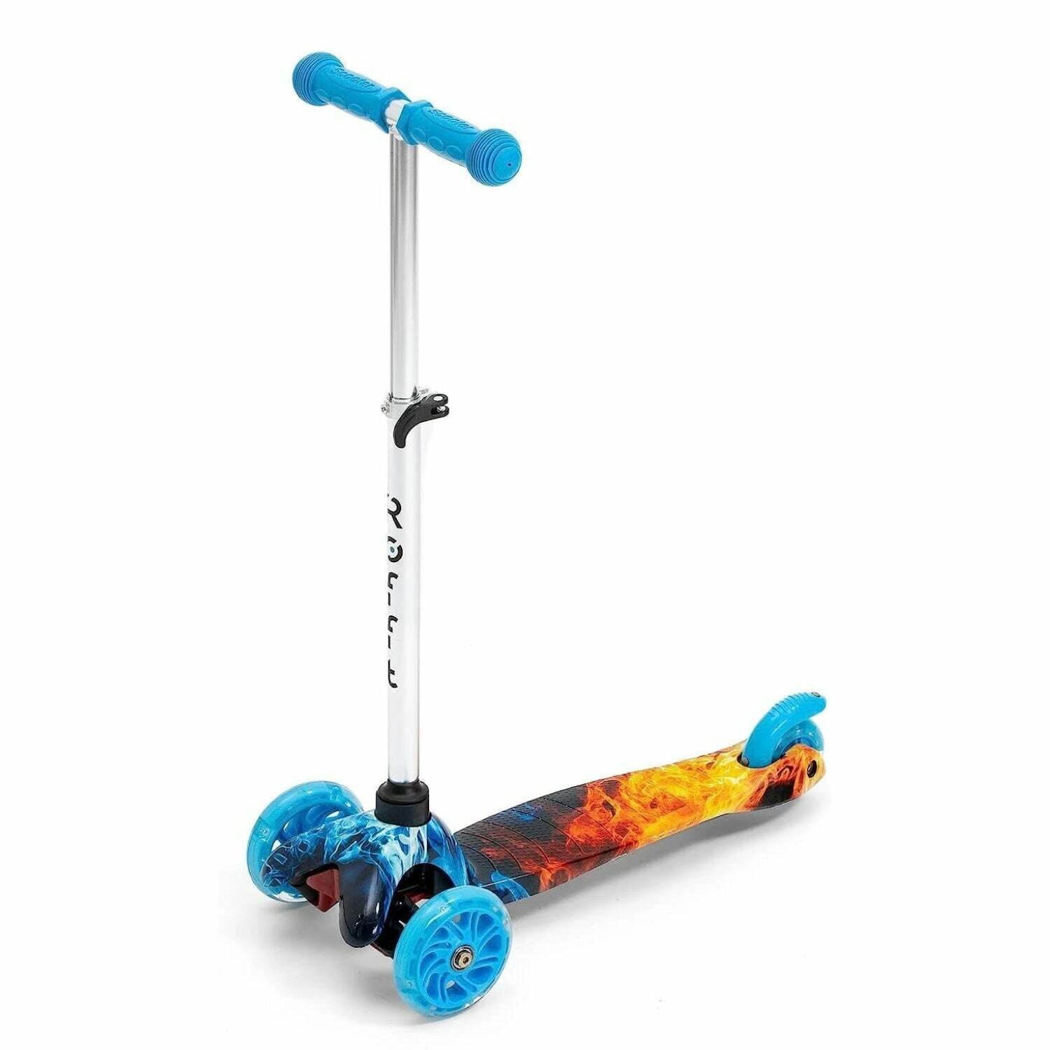 ROFFT - Kick Scooter, Lean-to-Steer LED 3 Wheel, Kids Ages 3-5, Graffiti Fire