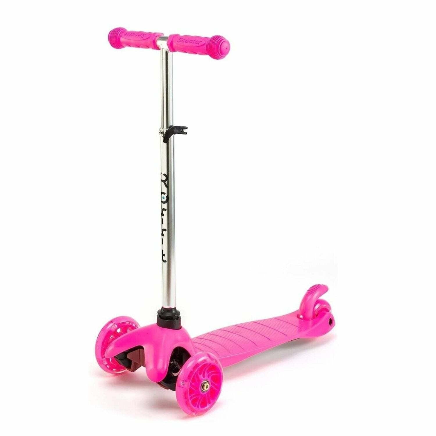 ROFFT - Kick Scooter, Lean-to-Steer LED 3 Wheel, Kids Ages 3-5 Pink