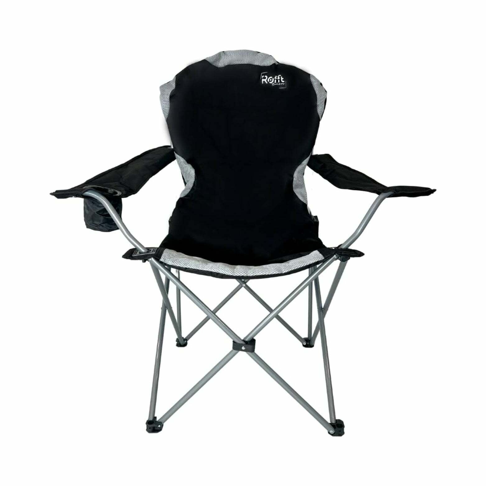 ROFFT Portable Camping Chair with Cooler - Collapsible, Comfort Padded, Cup Holder, Carry Bag Included, Black