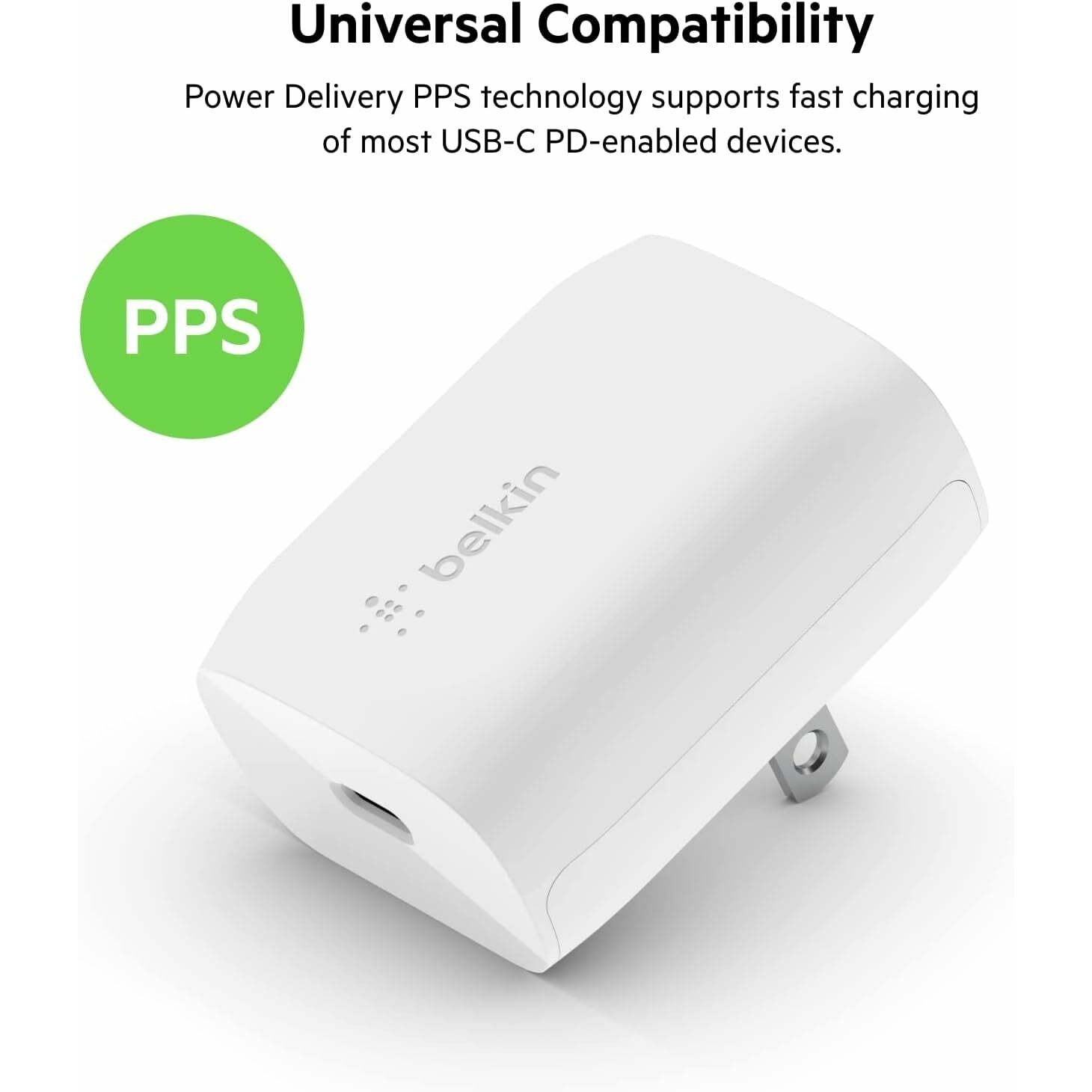 Belkin 20-Watt USB-C Wall Charger, Power Delivery USB-C Charger, PPS Fast Charging