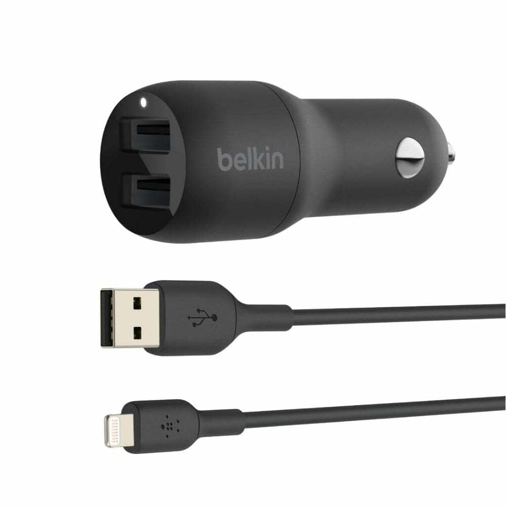 Belkin 24 Watt Dual USB Car Charger - 2 12W USB A Ports with Fast Charging