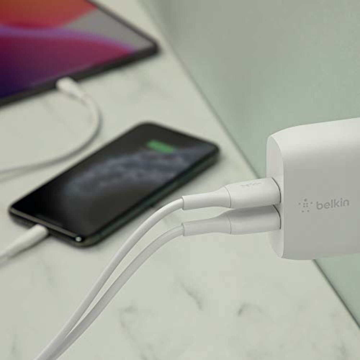 Belkin 24W Dual Port USB Wall Charger Block- USB C Cable Included