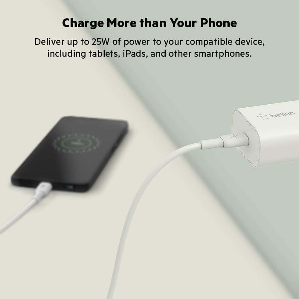 Belkin 25-Watt USB-C Wall Charger, Power Delivery PPS Fast Charging