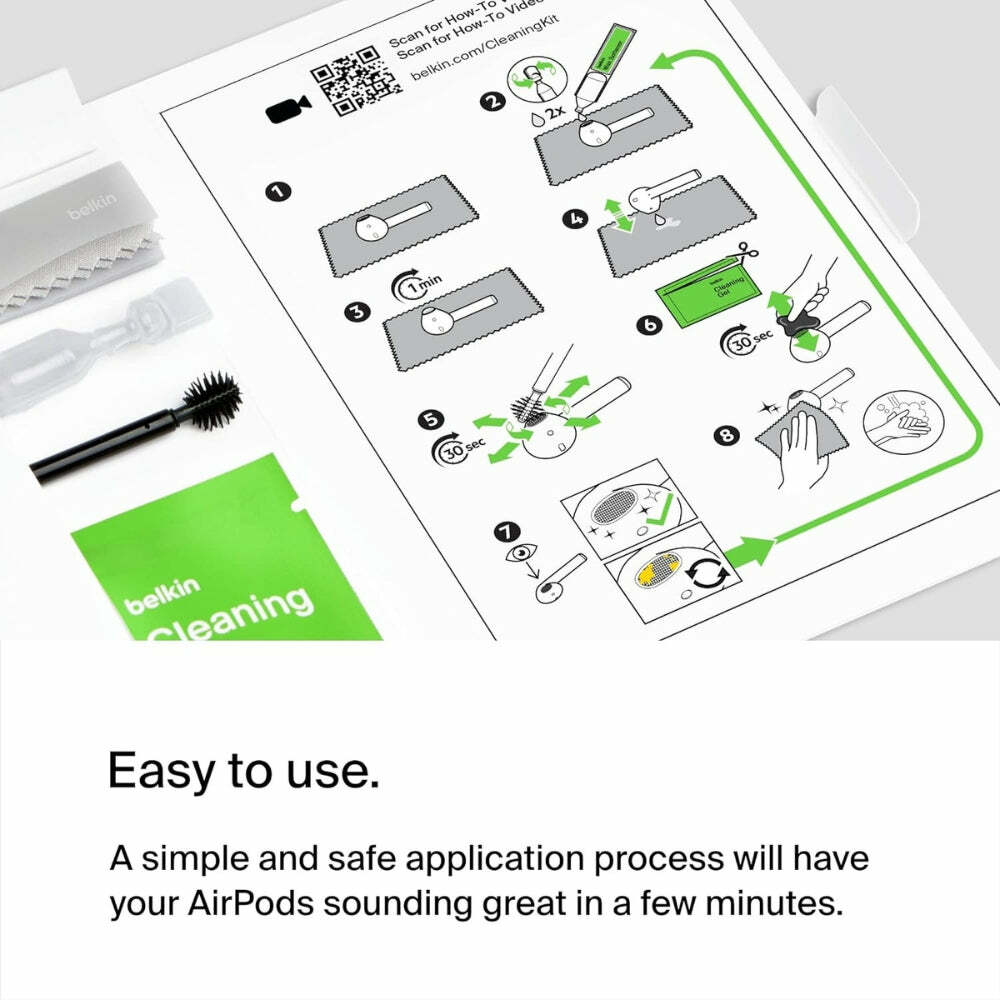 Belkin AirPods Cleaning Kit for One-Time Use, Compatible with AirPods Gen 1, 2, & 3