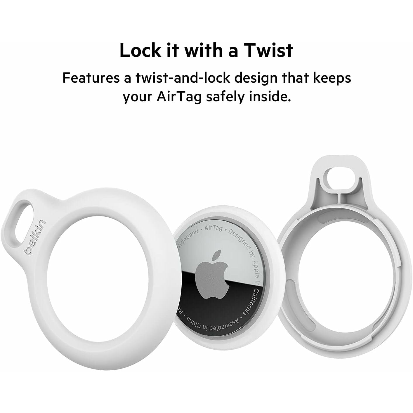 Belkin Apple AirTag Secure Holder with Key Ring - White