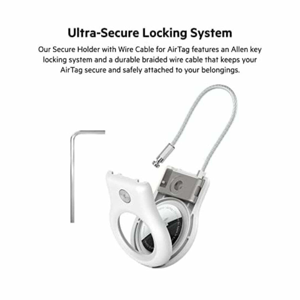 Belkin Apple AirTag Secure Holder With Wire Cable - White