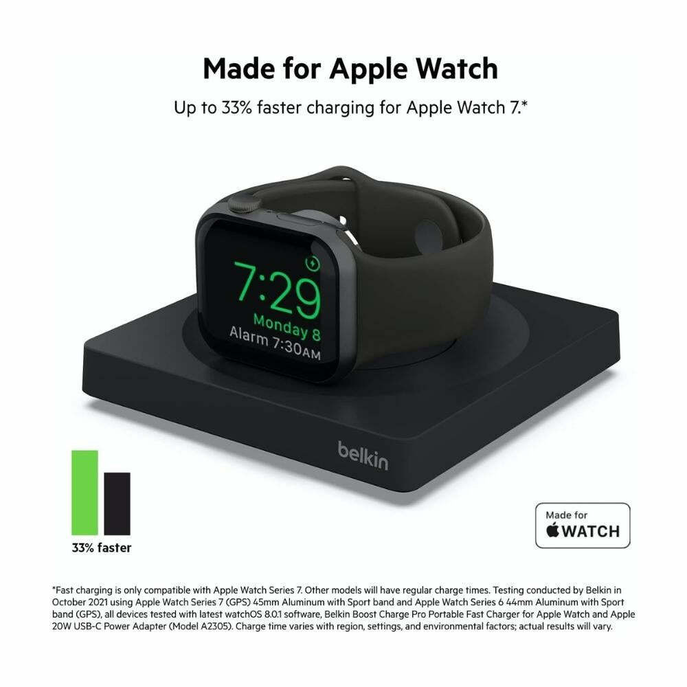 Belkin Apple Watch Charger Fast Wireless Charging Pad W/USB-C Cable Included