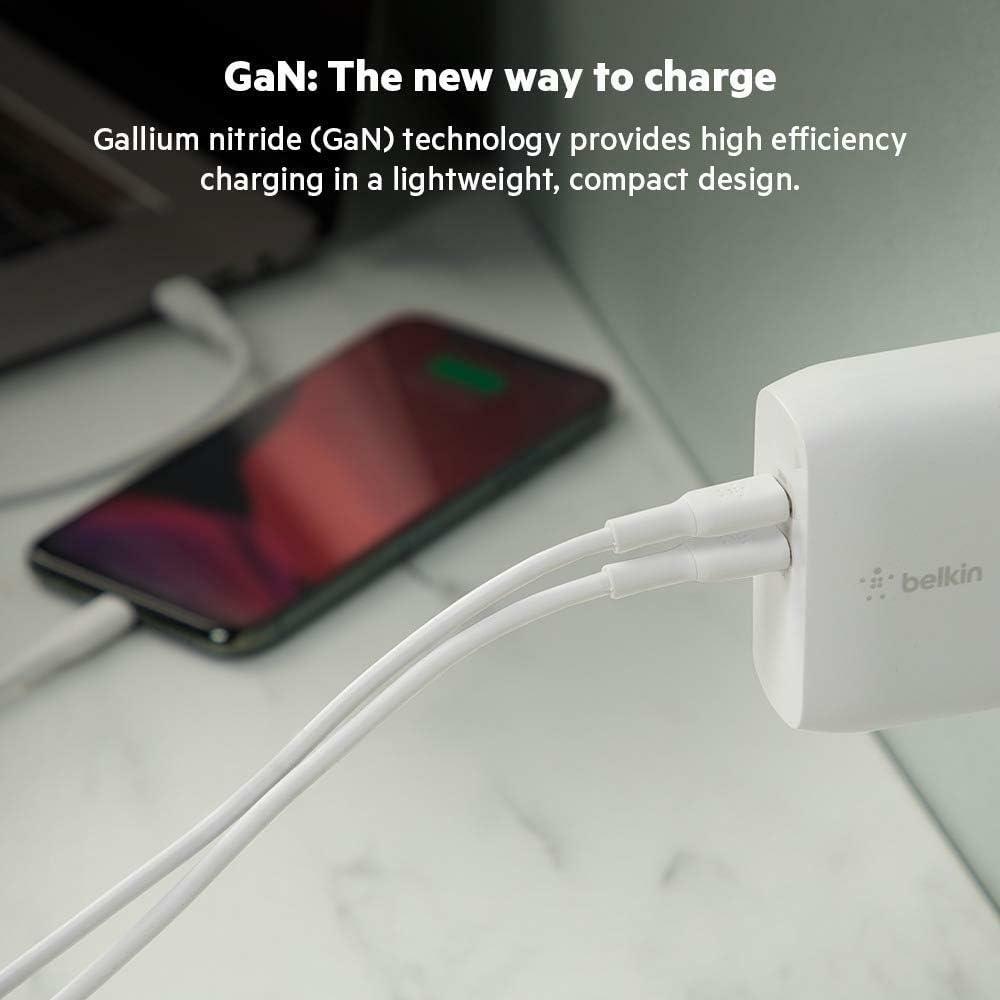 Belkin BoostCharge Dual Port USB-C 68W GaN Wall Charger - Fast Charging