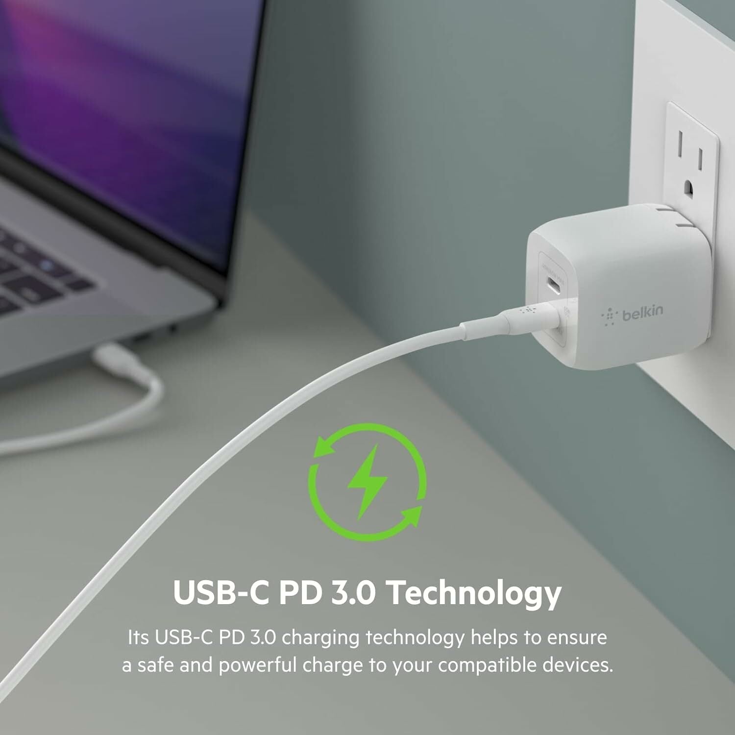 Belkin BoostCharge Pro 45W Dual USB-C GaN Wall Charger Fast Charging with PPS for iPhone 15, Galaxy S23 & More