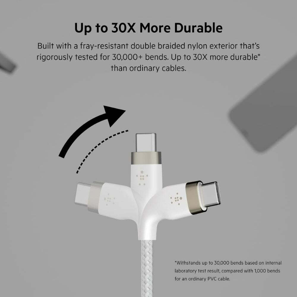 Belkin BoostCharge Pro Flex Braided USB-C to USB-C Charger Cable (2M/6.6FT), Fast Charging Cable