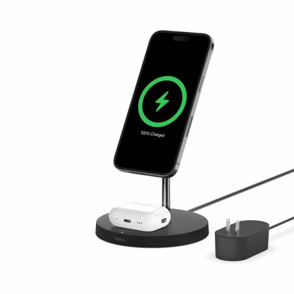 Belkin MagSafe 2-in-1 Wireless Charging Stand - Fast Charging Station for iPhone & AirPods