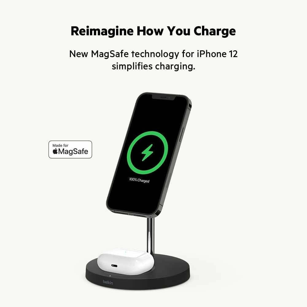 Belkin MagSafe 2-in-1 Wireless Charging Stand - Fast Charging Station for iPhone & AirPods