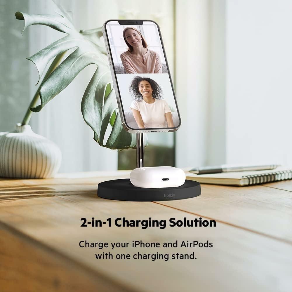 Belkin MagSafe 2-in-1 Wireless Charging Stand - Fast Charging Station for iPhone & AirPods