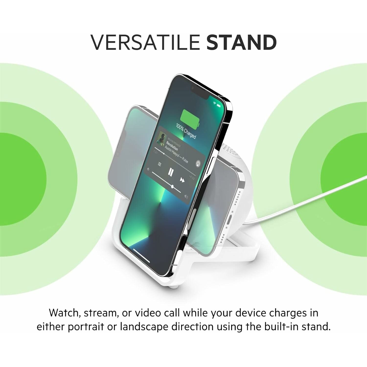 Belkin Quick Charge Wireless Charger Stand + Bluetooth Speaker - Qi-Certified for iPhone, Samsung Galaxy & More