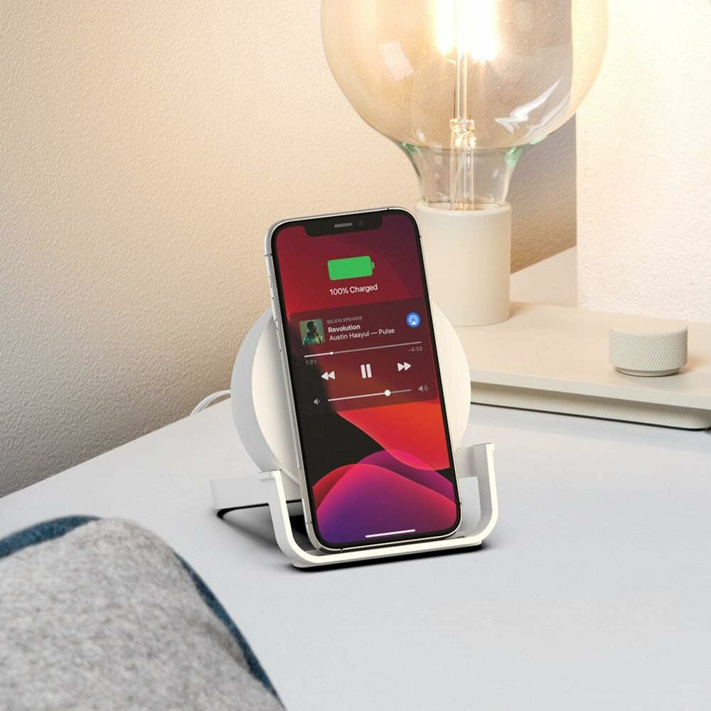 Belkin Quick Charge Wireless Charger Stand + Bluetooth Speaker - Qi-Certified for iPhone, Samsung Galaxy & More