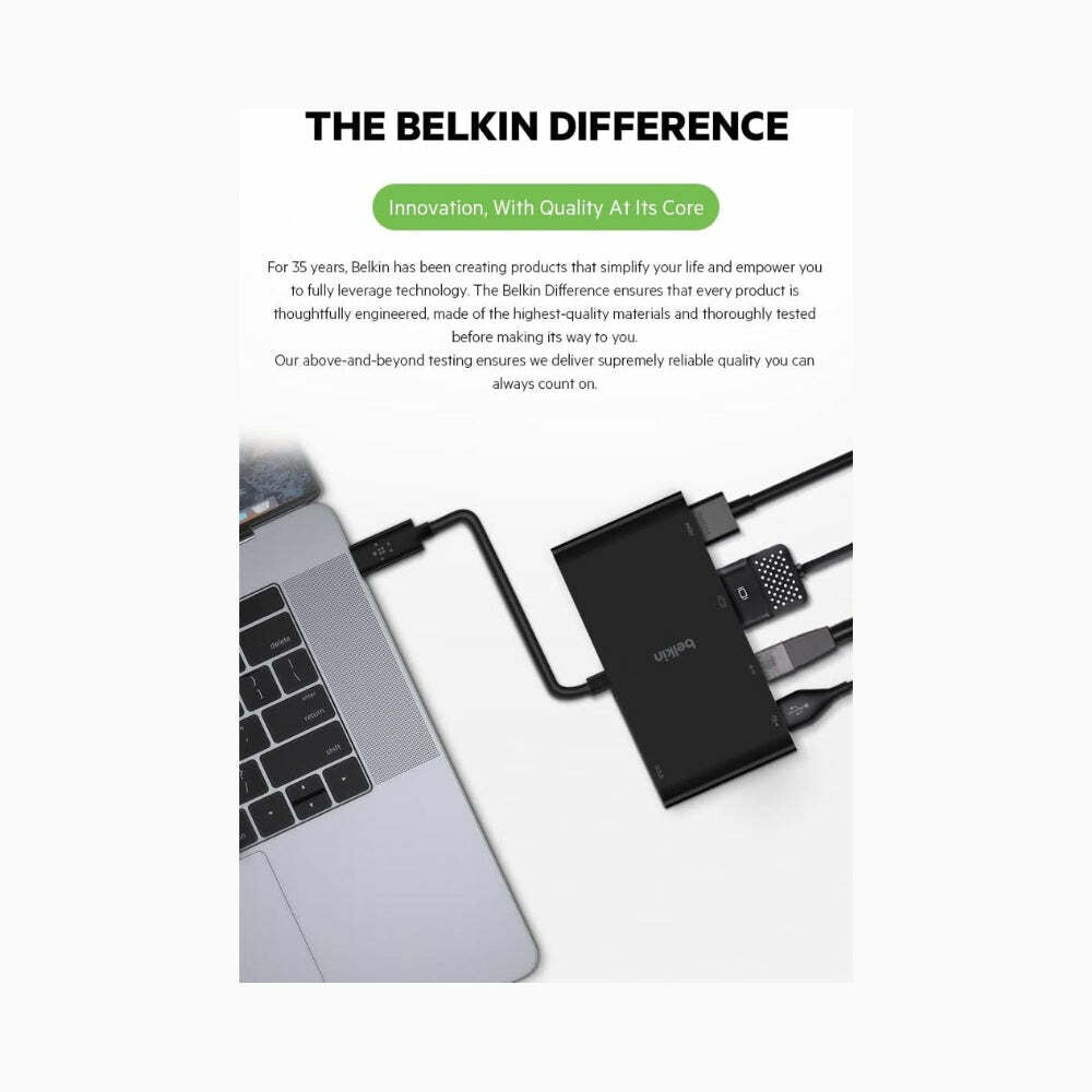 Belkin USB C Hub, 5-in-1 MultiPort Docking Station,1000W USB-C Power Delivery Gigabit Ethernet, USB-A 3.0, VGA, 4K HDMI