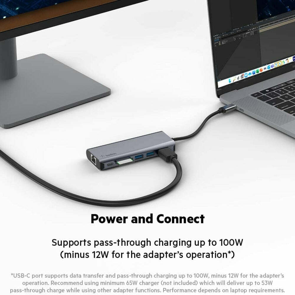 Belkin USB C Hub, 6-in-1 Multi Port Adapter Dock with 4K HDMI, USB-C