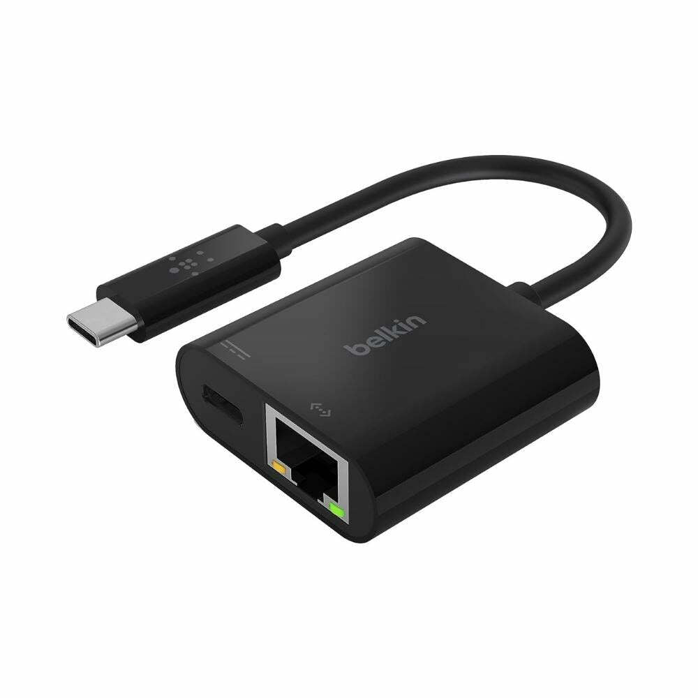 Belkin USB-C to Ethernet + Charge Adapter - Gigabit Ethernet Port Compatible with USB-C Devices