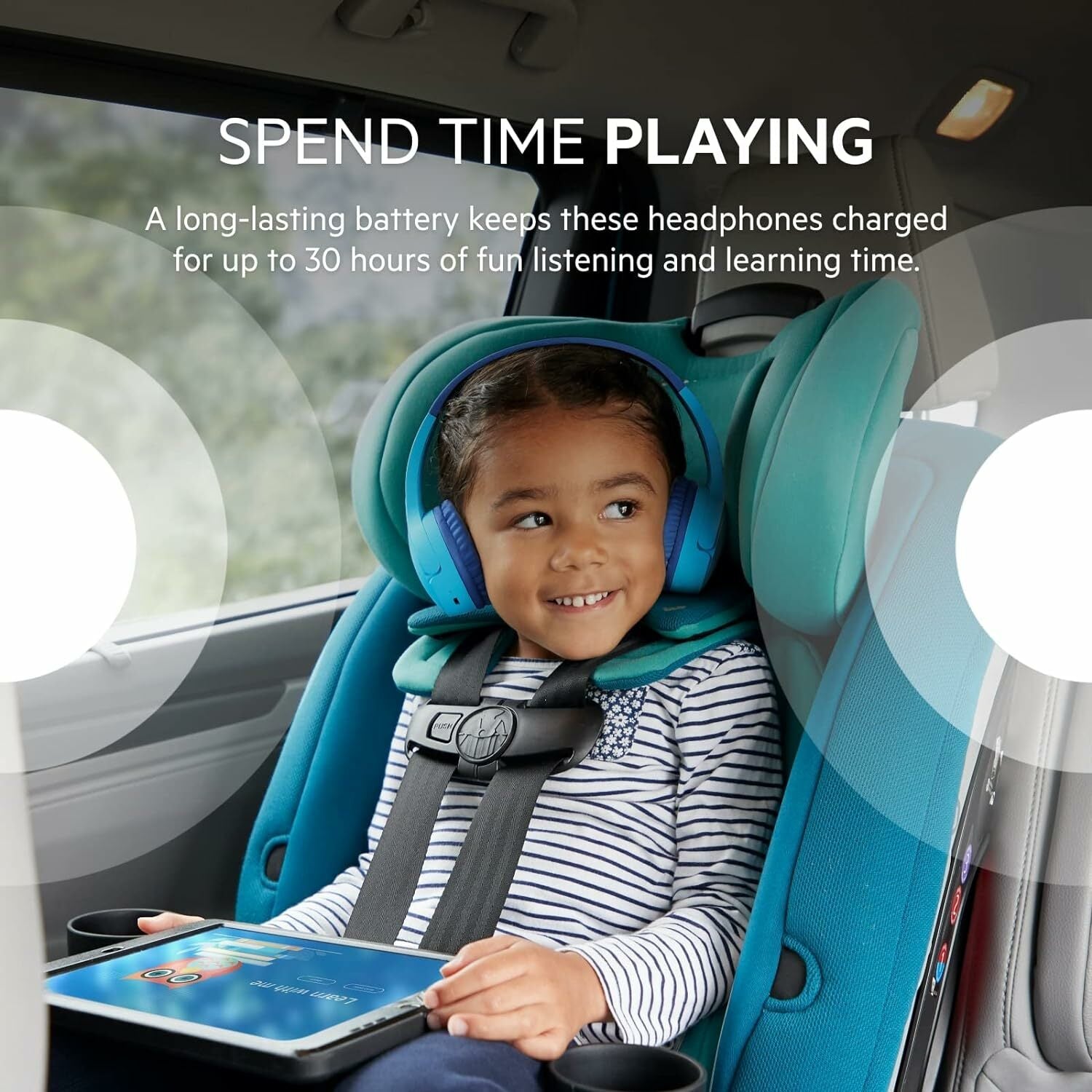 Belkin Wireless On-Ear Headphones for Kids, 3.5mm - Wired/Wireless - Bluetooth On-Ear 4 ft Cable - Blue