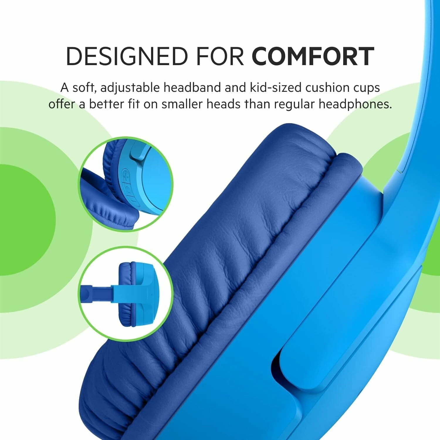 Belkin Wireless On-Ear Headphones for Kids, 3.5mm - Wired/Wireless - Bluetooth On-Ear 4 ft Cable - Blue