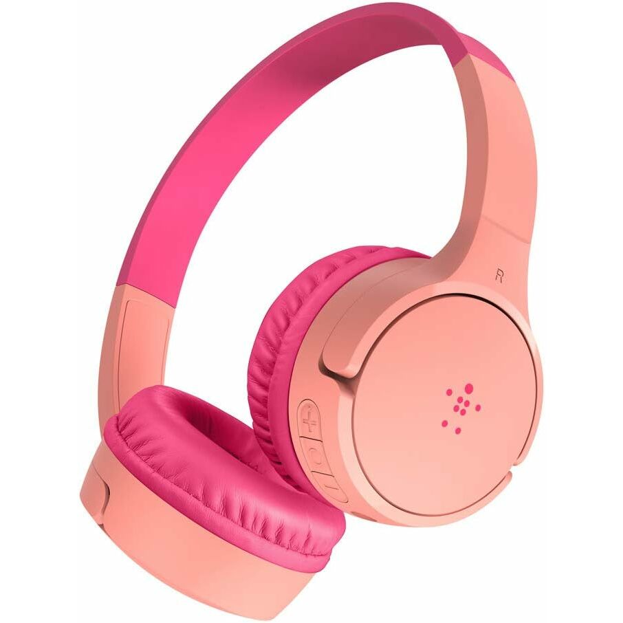 Belkin Wireless On-Ear Headphones for Kids, 3.5mm - Wired/Wireless - Bluetooth On-Ear 4 ft Cable - Pink