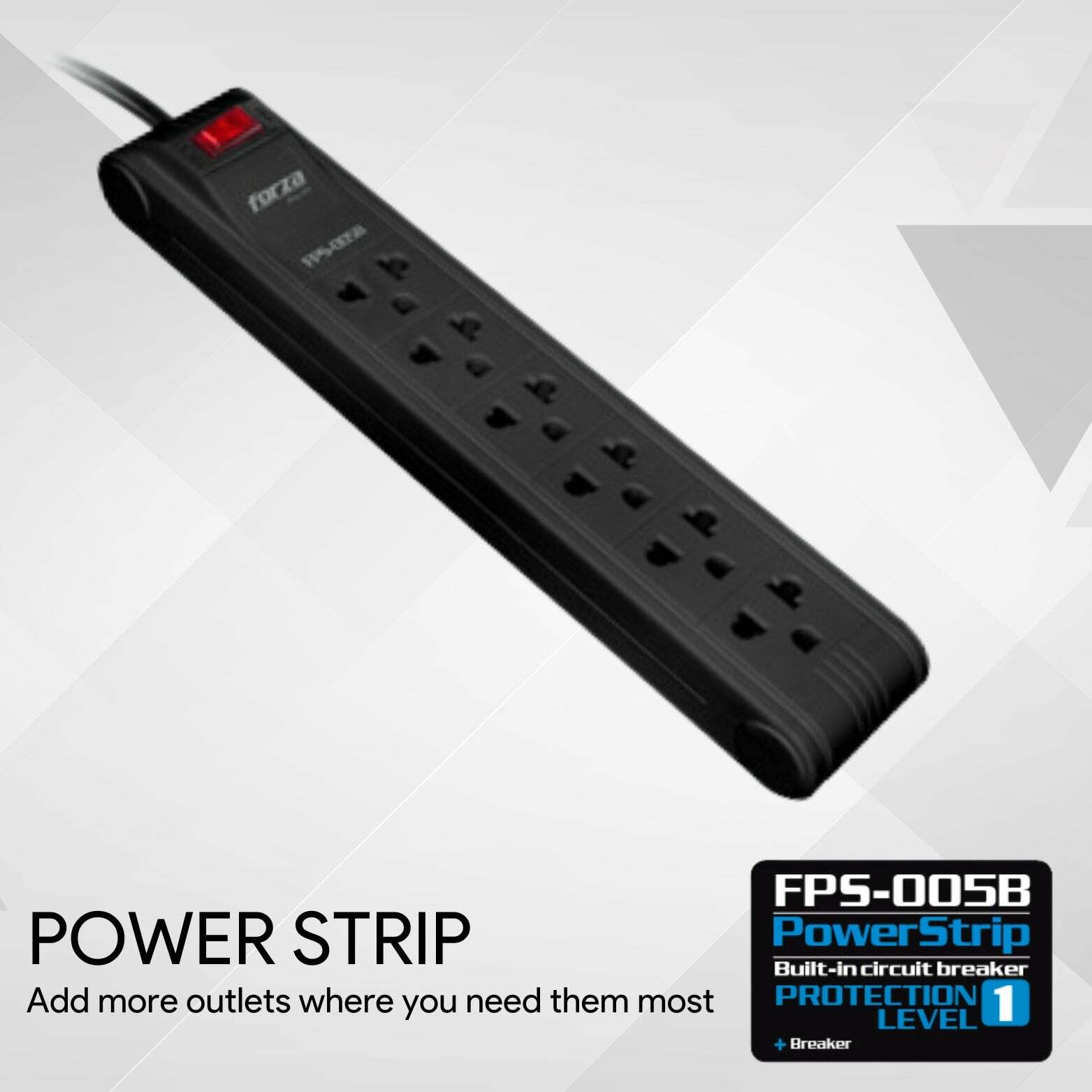 Forza Power Technologies - Power Strip 2400W, 6 Outlets 110V/240V