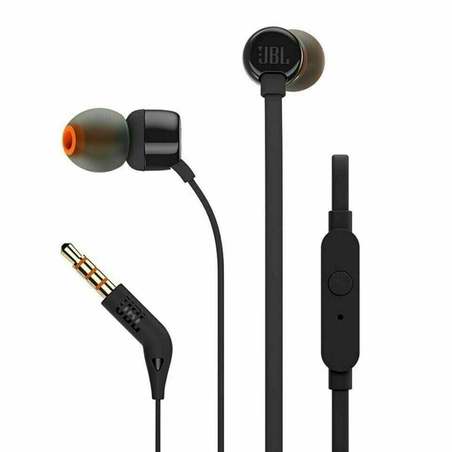 JBL Tune 110 In-Ear Wired Headphones 3.5 mm with Mic, Black