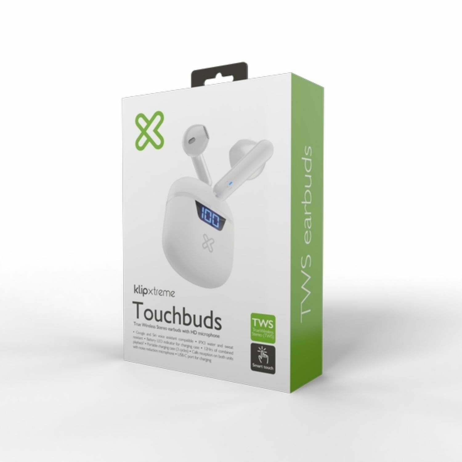 Klip Xtreme - Touchbuds KTE-006 True Wireless Bluetooth Stereo Earbuds - White