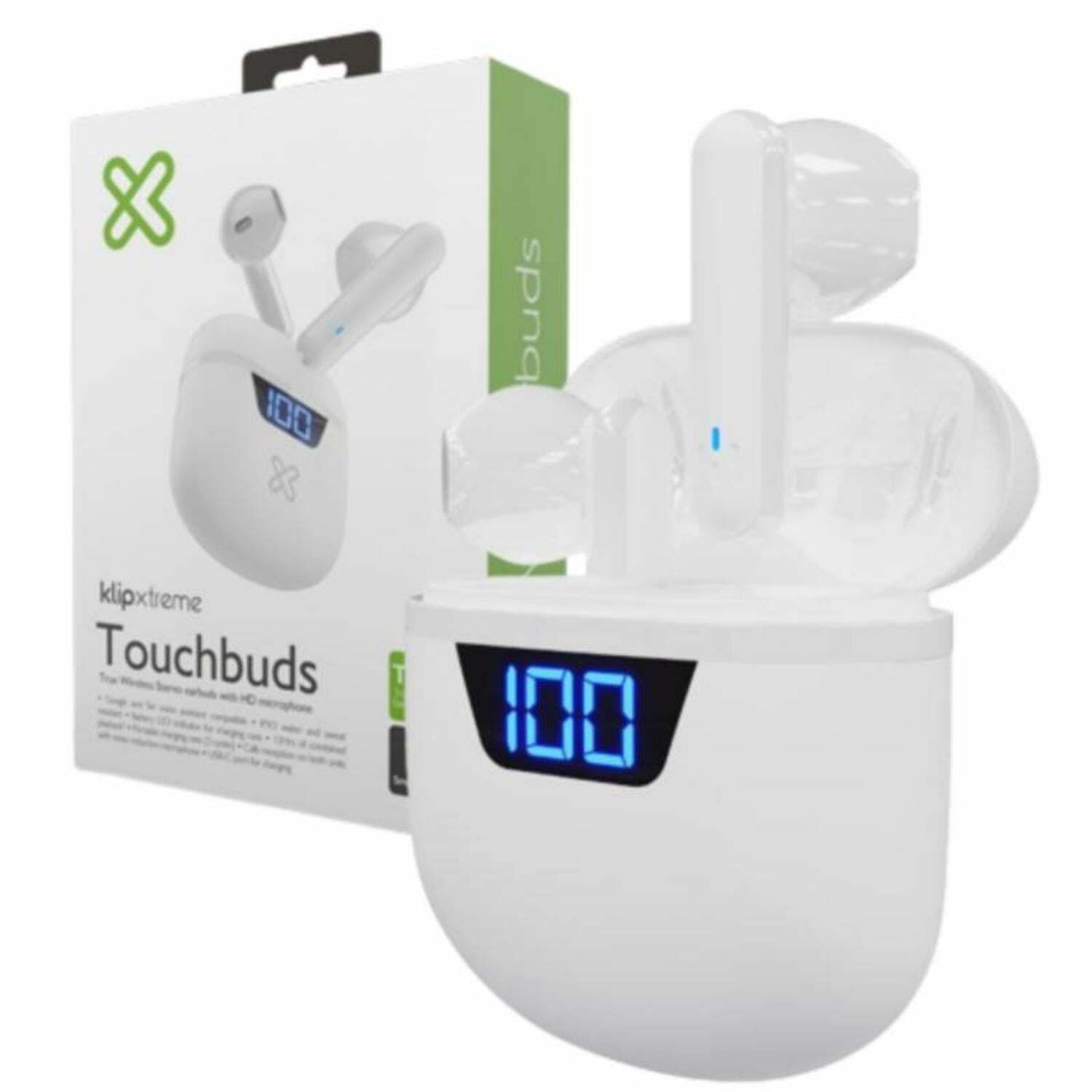 Klip Xtreme - Touchbuds KTE-006 True Wireless Bluetooth Stereo Earbuds - White