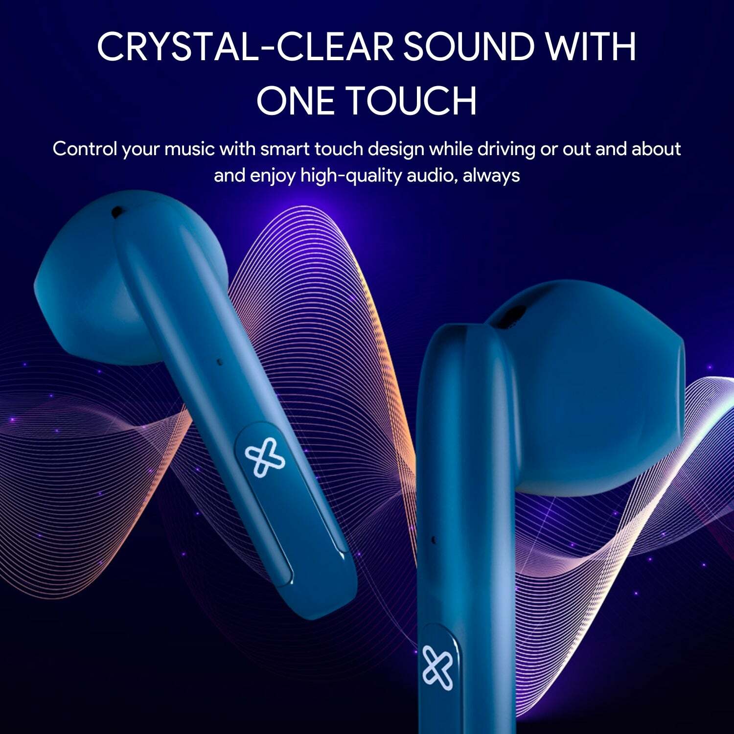 Klip Xtreme - TwinTouch KTE-010 True Wireless Bluetooth Stereo Earbuds - Blue