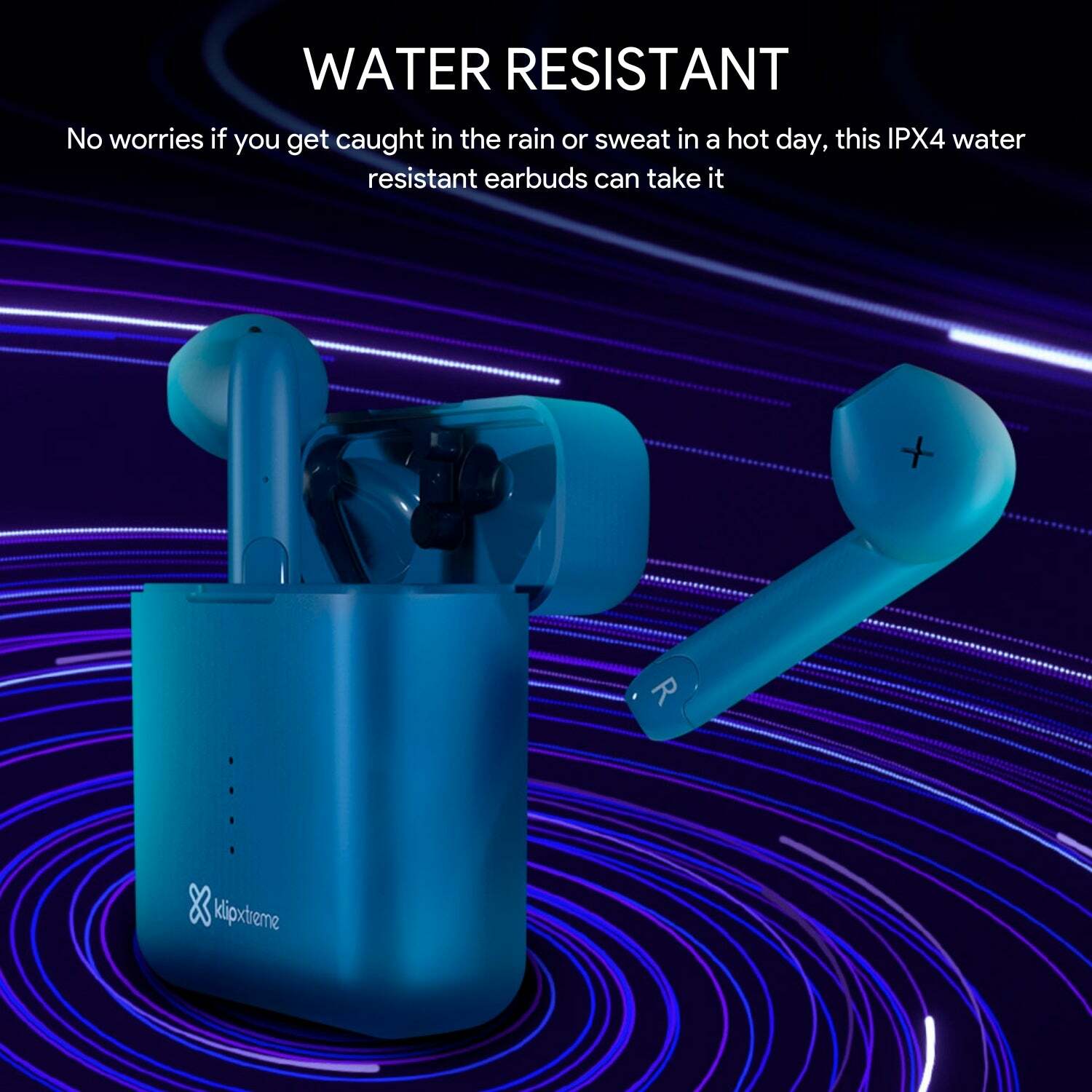 Klip Xtreme - TwinTouch KTE-010 True Wireless Bluetooth Stereo Earbuds - Blue