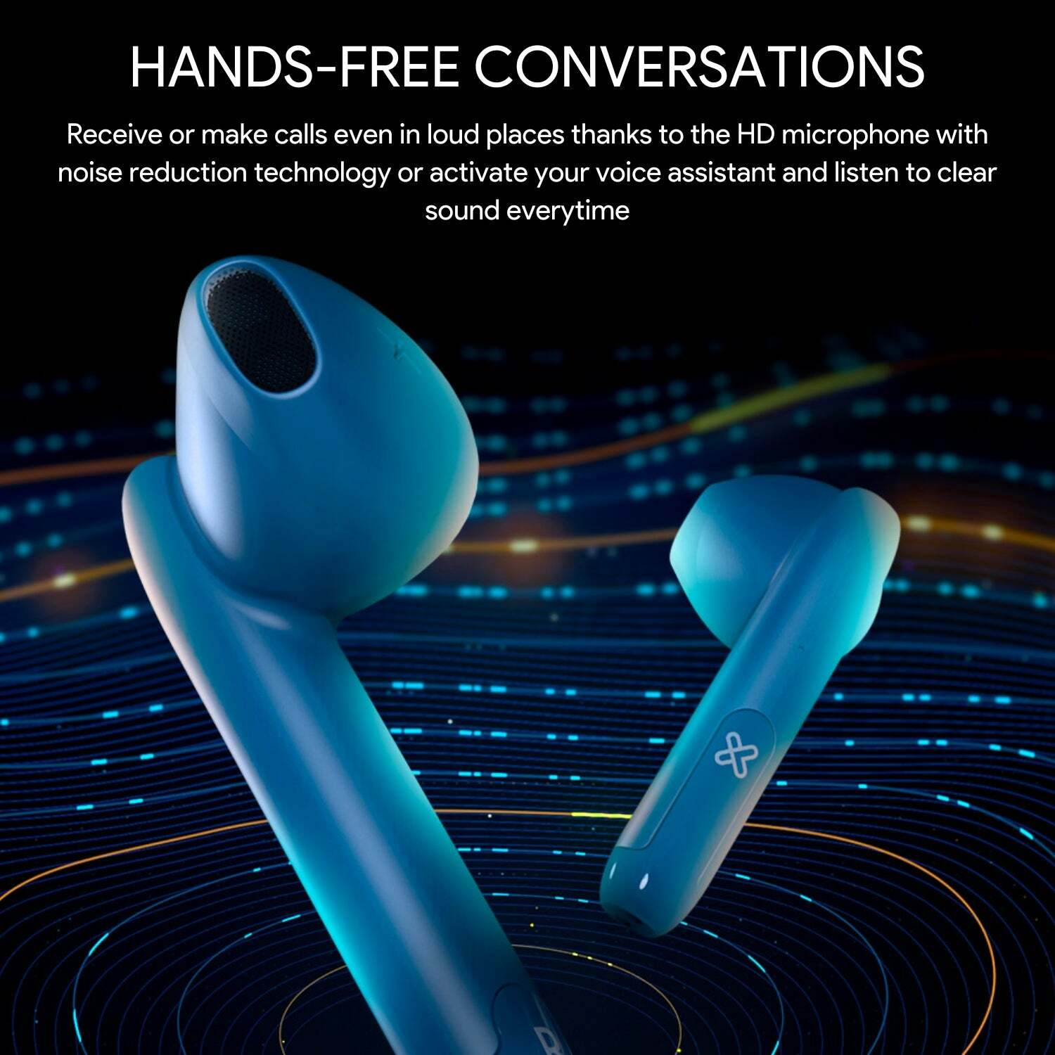 Klip Xtreme - TwinTouch KTE-010 True Wireless Bluetooth Stereo Earbuds - Blue