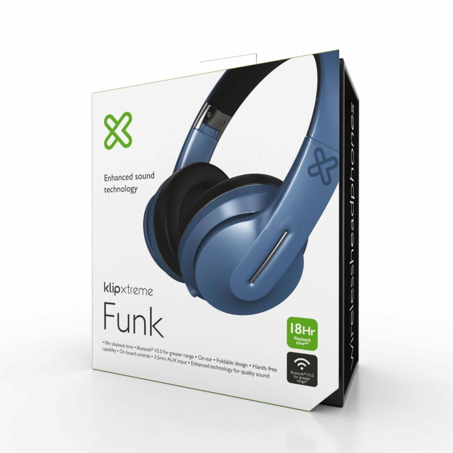 Klip Xtreme Funk KWH-150 Headphones with Wireless Bluetooth Technology - Blue