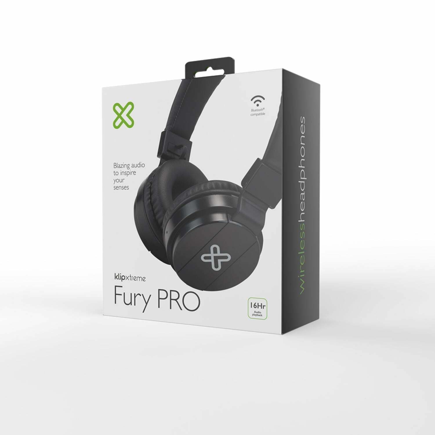 Klip Xtreme Fury PRO KWH-001 Headphones with Wireless Bluetooth Technology - Black