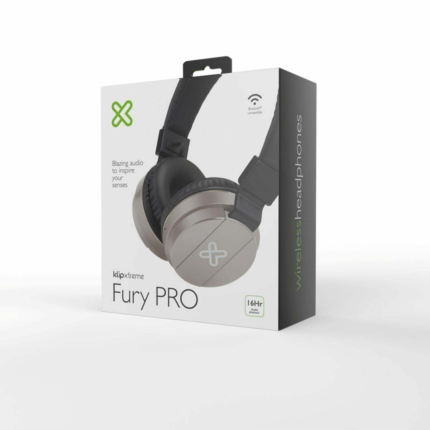 Klip Xtreme Fury PRO KWH-001 Headphones with Wireless Bluetooth Technology - Silver