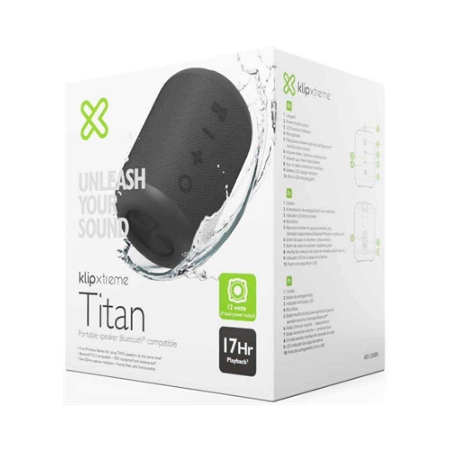 Klip Xtreme TitanPro KBS-200 Waterproof Portable Speaker Bluetooth Wireless - Black