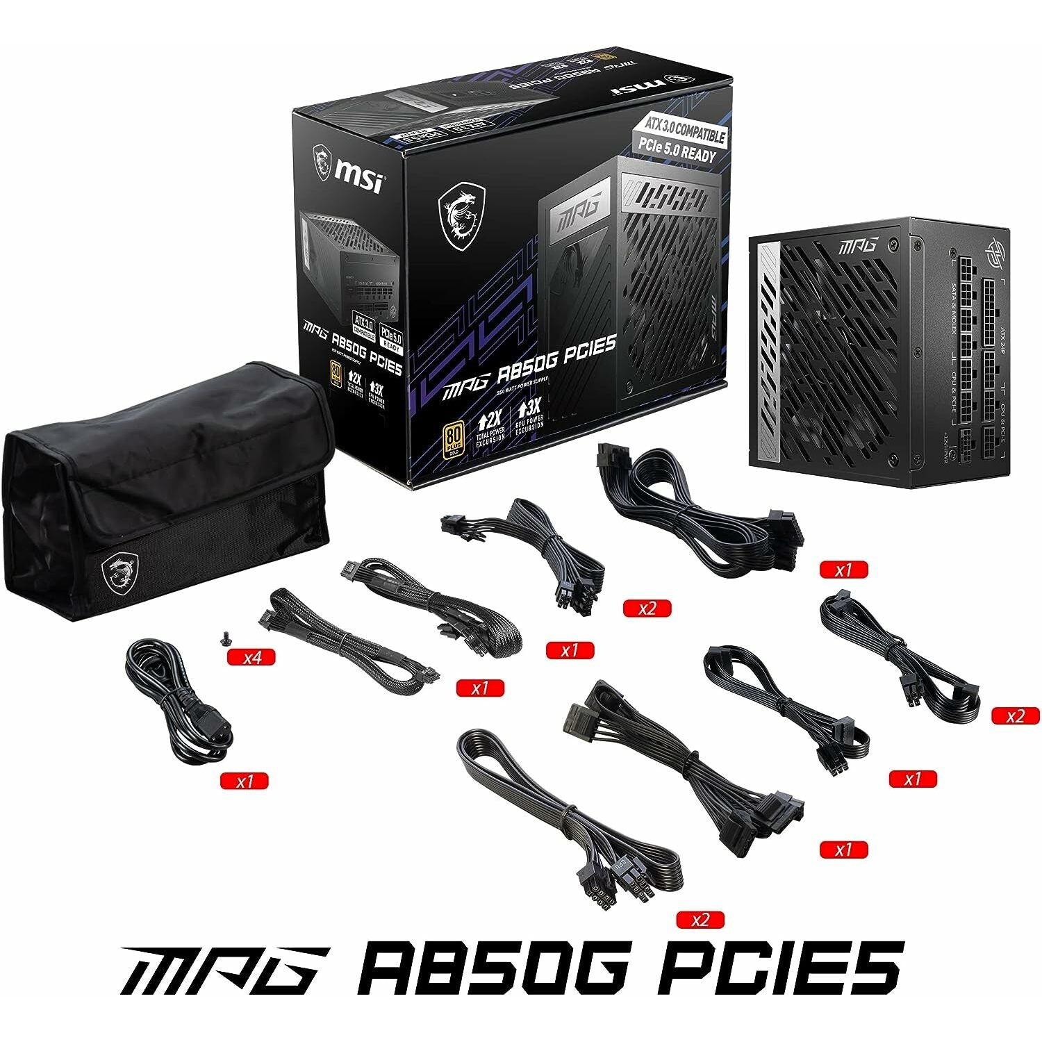 MSI - Gaming Power Supply MPG A850G PCIE 5 & ATX 3.0 Full Modular