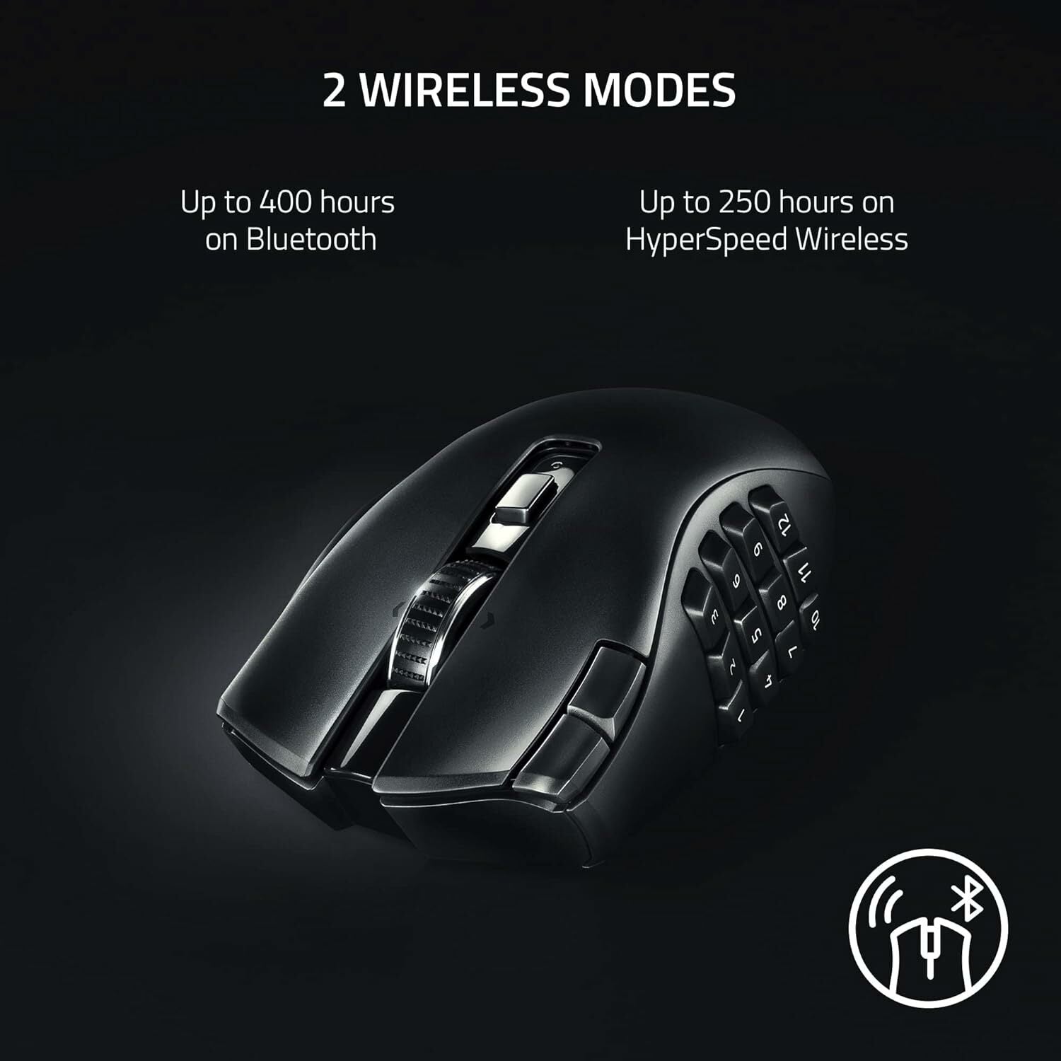 Razer Naga V2 HyperSpeed Wireless MMO Gaming Mouse 19 Programmable Buttons