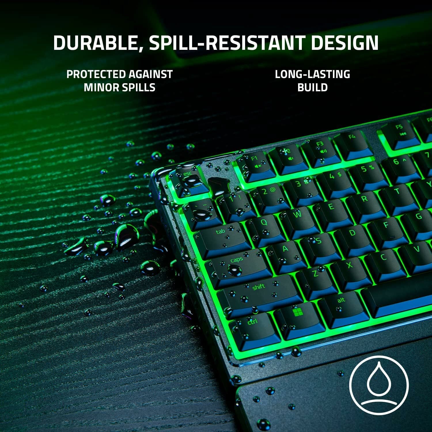 Razer Ornata V3 X Gaming Keyboard Low-Profile, Silent Membrane, Spill Resistant, Chroma RGB Lighting, Ergonomic Wrist Rest - Classic Black