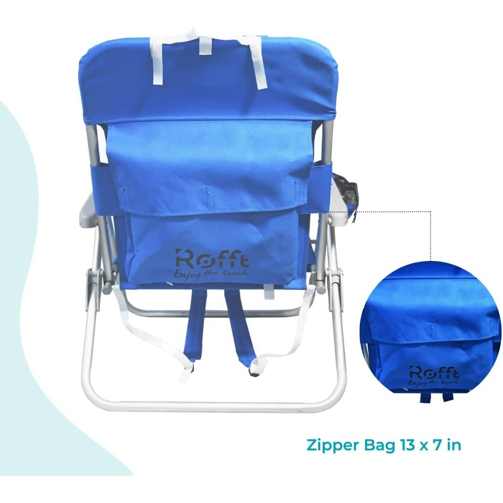 ROFFT - Beach Chair Folding Reclining Backpack, 5 Positions, Heavy Duty, Oversize