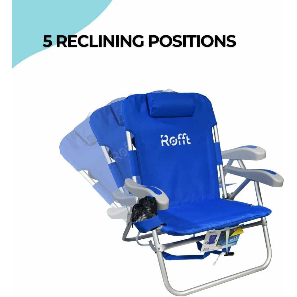 ROFFT - Beach Chair Folding Reclining Backpack, 5 Positions, Heavy Duty, Oversize