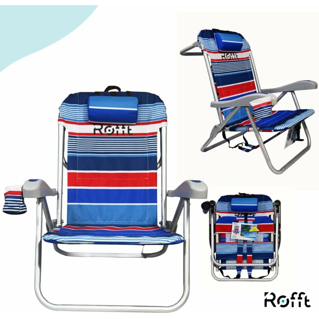 ROFFT - Beach Chair Folding Reclining Backpack, 6 Positions Lay Flat Medium