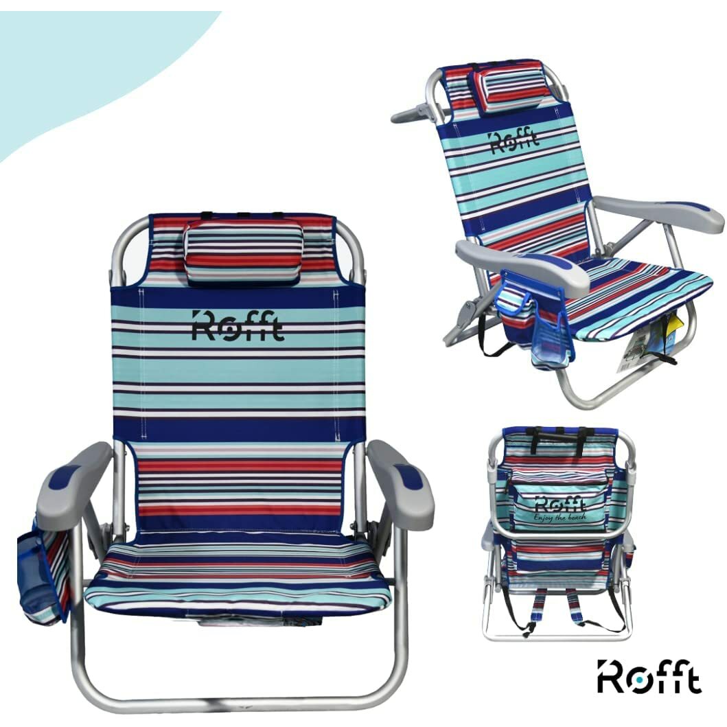 ROFFT - Beach Chair Folding Reclining Backpack, 6 Positions Lay Flat, Short